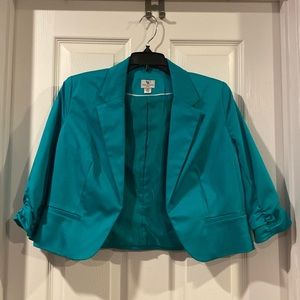 Teal cropped blazer
